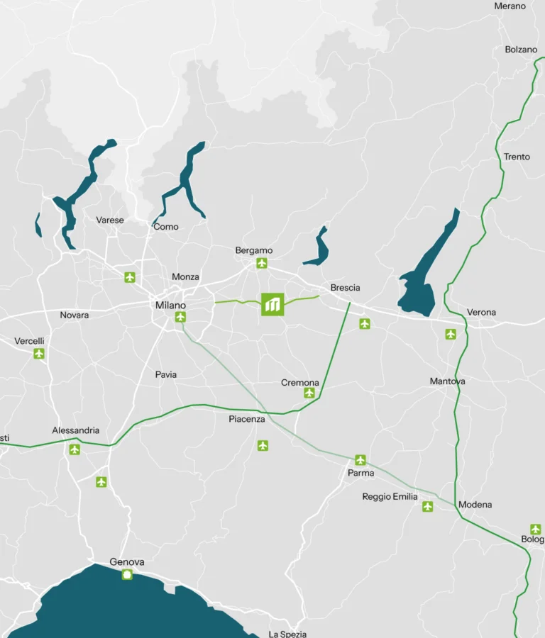 Mappa crocevia nord ovest mileast logistics park polo logistico tra brescia bergamo e milano - Mileast Logistics Park